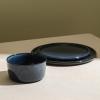 imageStone Lain Eden 24Piece Dinnerware Set Stoneware Plates and Bowls Set Dishwasher and Microwave Safe Dish Dish Set for 8 Dark BlueDark Blue