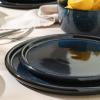 imageStone Lain Eden 24Piece Dinnerware Set Stoneware Plates and Bowls Set Dishwasher and Microwave Safe Dish Dish Set for 8 Dark BlueDark Blue