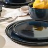 imageStone Lain Eden 24Piece Dinnerware Set Stoneware Plates and Bowls Set Dishwasher and Microwave Safe Dish Dish Set for 8 Dark BlueDark Blue