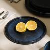 imageStone Lain Eden 24Piece Dinnerware Set Stoneware Plates and Bowls Set Dishwasher and Microwave Safe Dish Dish Set for 8 Dark BlueDark Blue
