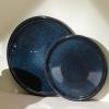 imageStone Lain Eden 24Piece Dinnerware Set Stoneware Plates and Bowls Set Dishwasher and Microwave Safe Dish Dish Set for 8 Dark BlueDark Blue