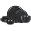 imageStone Lain Elio 4Piece Dinner Plate Set Stoneware BlueBlack