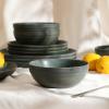 imageStone Lain Elio 4Piece Dinner Plate Set Stoneware BlueGreen