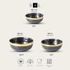 imageStone Lain Florian Porcelain Large and Medium Rectangle Service Platters Black with Gold RimBlack with Gold Rim