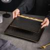 imageStone Lain Florian Porcelain Large and Medium Rectangle Service Platters Black with Gold RimBlack with Gold Rim
