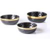 imageStone Lain Florian Porcelain Large and Medium Rectangle Service Platters Black with Gold RimBlack with Gold Rim