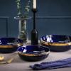 imageStone Lain Florian Porcelain Large and Medium Rectangle Service Platters Black with Gold RimBlack with Gold Rim