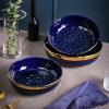 imageStone Lain Florian Porcelain Large and Medium Rectangle Service Platters Black with Gold RimBlack with Gold Rim