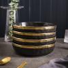imageStone Lain Florian Porcelain Large and Medium Rectangle Service Platters Black with Gold RimBlack with Gold Rim