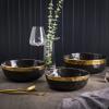 imageStone Lain Florian Porcelain Large and Medium Rectangle Service Platters Black with Gold RimBlack with Gold Rim