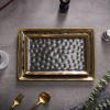 imageStone Lain Florian Porcelain Large and Medium Rectangle Service Platters Black with Gold RimBlack with Gold Rim
