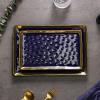 imageStone Lain Florian Porcelain Large and Medium Rectangle Service Platters Black with Gold RimBlue with Gold Rim