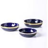 imageStone Lain Florian Porcelain Large and Medium Rectangle Service Platters Black with Gold RimBlue with Gold Rim