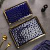 imageStone Lain Florian Porcelain Large and Medium Rectangle Service Platters Black with Gold RimBlue with Gold Rim
