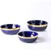 imageStone Lain Florian Porcelain Large and Medium Rectangle Service Platters Black with Gold RimBlue with Gold Rim