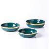 imageStone Lain Florian Porcelain Large and Medium Rectangle Service Platters Black with Gold RimGreen with Gold Rim