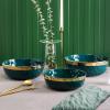 imageStone Lain Florian Porcelain Large and Medium Rectangle Service Platters Black with Gold RimGreen with Gold Rim