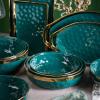 imageStone Lain Florian Porcelain Large and Medium Rectangle Service Platters Black with Gold RimGreen with Gold Rim