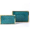 imageStone Lain Florian Porcelain Large and Medium Rectangle Service Platters Black with Gold RimGreen with Gold Rim