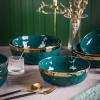 imageStone Lain Florian Porcelain Large and Medium Rectangle Service Platters Black with Gold RimGreen with Gold Rim