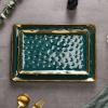 imageStone Lain Florian Porcelain Large and Medium Rectangle Service Platters Black with Gold RimGreen with Gold Rim