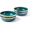 imageStone Lain Florian Porcelain Large and Medium Rectangle Service Platters Black with Gold RimGreen with Gold Rim