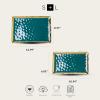 imageStone Lain Florian Porcelain Large and Medium Rectangle Service Platters Black with Gold RimGreen with Gold Rim