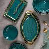 imageStone Lain Florian Porcelain Large and Medium Rectangle Service Platters Black with Gold RimGreen with Gold Rim