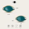 imageStone Lain Florian Porcelain Large and Medium Rectangle Service Platters Black with Gold RimGreen with Gold Rim
