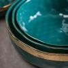 imageStone Lain Florian Porcelain Large and Medium Rectangle Service Platters Black with Gold RimGreen with Gold Rim