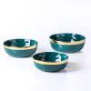 imageStone Lain Florian Porcelain Large and Medium Rectangle Service Platters Black with Gold RimGreen with Gold Rim