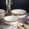 imageStone Lain Florian Porcelain Large and Medium Rectangle Service Platters Black with Gold RimWhite with Gold Rim