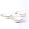 imageStone Lain Florian Porcelain Large and Medium Rectangle Service Platters Black with Gold RimWhite with Gold Rim