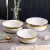 imageStone Lain Florian Porcelain Large and Medium Rectangle Service Platters Black with Gold RimWhite with Gold Rim