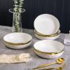 imageStone Lain Florian Porcelain Large and Medium Rectangle Service Platters Black with Gold RimWhite with Gold Rim