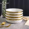 imageStone Lain Florian Porcelain Large and Medium Rectangle Service Platters Black with Gold RimWhite with Gold Rim