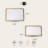 imageStone Lain Florian Porcelain Large and Medium Rectangle Service Platters Black with Gold RimWhite with Gold Rim