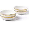 imageStone Lain Florian Porcelain Large and Medium Rectangle Service Platters Black with Gold RimWhite with Gold Rim