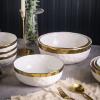 imageStone Lain Florian Porcelain Large and Medium Rectangle Service Platters Black with Gold RimWhite with Gold Rim
