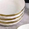 imageStone Lain Florian Porcelain Large and Medium Rectangle Service Platters Black with Gold RimWhite with Gold Rim