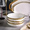 imageStone Lain Florian Porcelain Large and Medium Rectangle Service Platters Black with Gold RimWhite with Gold Rim