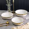 imageStone Lain Florian Porcelain Large and Medium Rectangle Service Platters Black with Gold RimWhite with Gold Rim