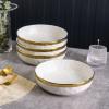 imageStone Lain Florian Porcelain Large and Medium Rectangle Service Platters Black with Gold RimWhite with Gold Rim