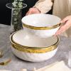 imageStone Lain Florian Porcelain Large and Medium Rectangle Service Platters Black with Gold RimWhite with Gold Rim