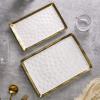 imageStone Lain Florian Porcelain Large and Medium Rectangle Service Platters Black with Gold RimWhite with Gold Rim