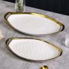 imageStone Lain Florian Porcelain Large and Medium Rectangle Service Platters Black with Gold RimWhite with Gold Rim