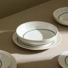 imageStone Lain Luna 12Piece Porcelain Dinnerware Set Plates and Bowls Set Dish Set for 4 GreenGreen