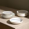 imageStone Lain Luna 12Piece Porcelain Dinnerware Set Plates and Bowls Set Dish Set for 4 GreenLuna  Blue