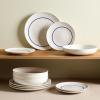 imageStone Lain Luna 12Piece Porcelain Dinnerware Set Plates and Bowls Set Dish Set for 4 GreenLuna  Blue