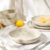 imageStone Lain Mirella 12Piece Dinnerware Set Stoneware Plates and Bowls set Microwave and Dishwasher Safe Dish Set for 4 BlueBeige